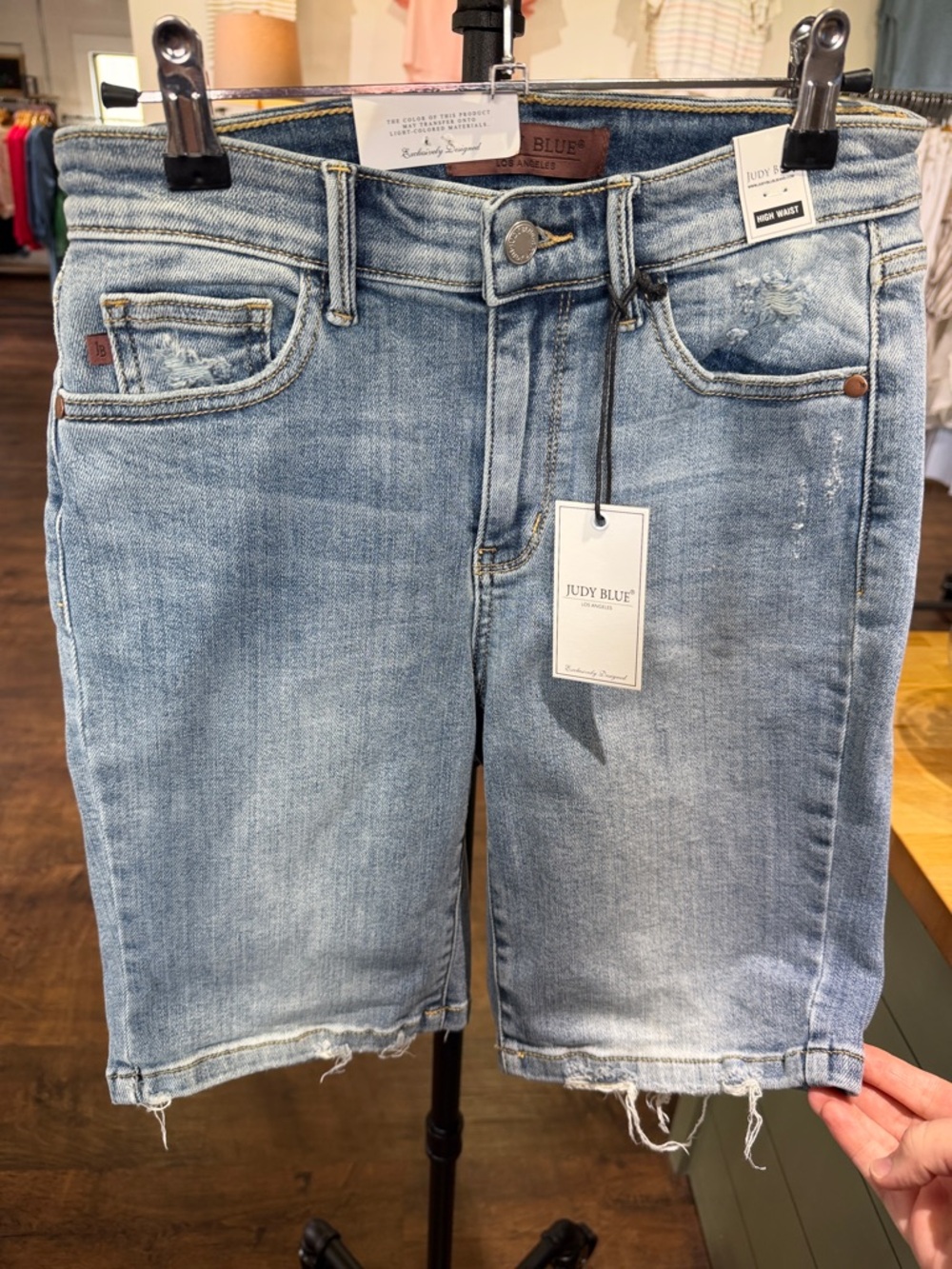 Judy Blue Faded Light Blue Denim Bermuda Shorts